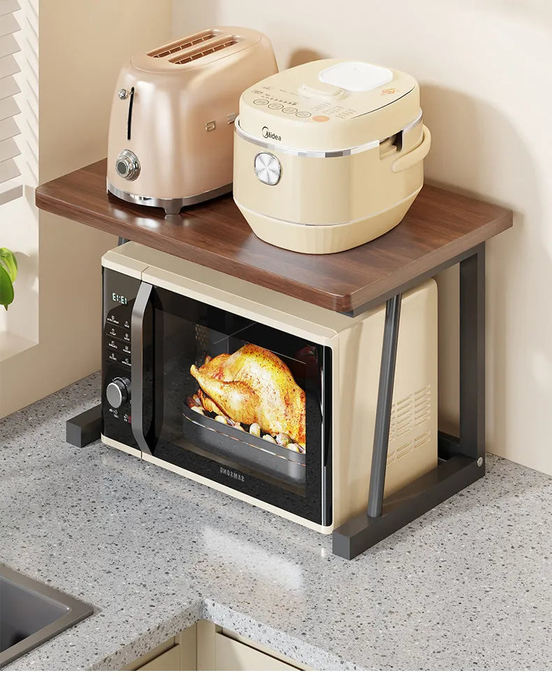 Microwave Oven Rack Kitchen Countertop Storage Shelf Wood Metal Stand for Microwave Toaster Pot Organizer Kitchen Organizer