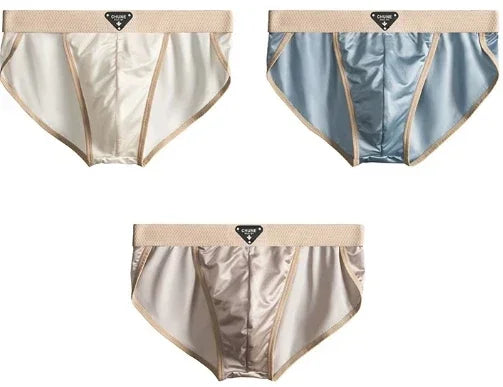Men's Briefs Ice Silk Satin-like Briefs Men's Underpants Summer Breathable Quick Drying Panties Sexy U Pouch Underwear
