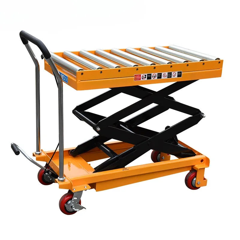 Manual hydraulic mobile lifting platform car scissors elevator mold logistics platform forklift