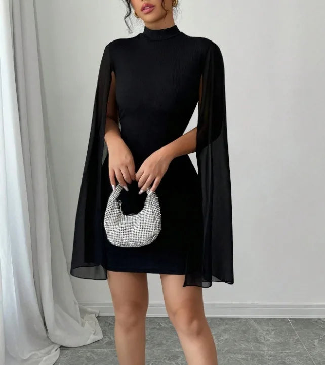 Elegant Long Sleeve Wrap Body Dress Intellectual One Step Slim Fit Autumn Spring Season High Elasticity Polyester Fiber Dress