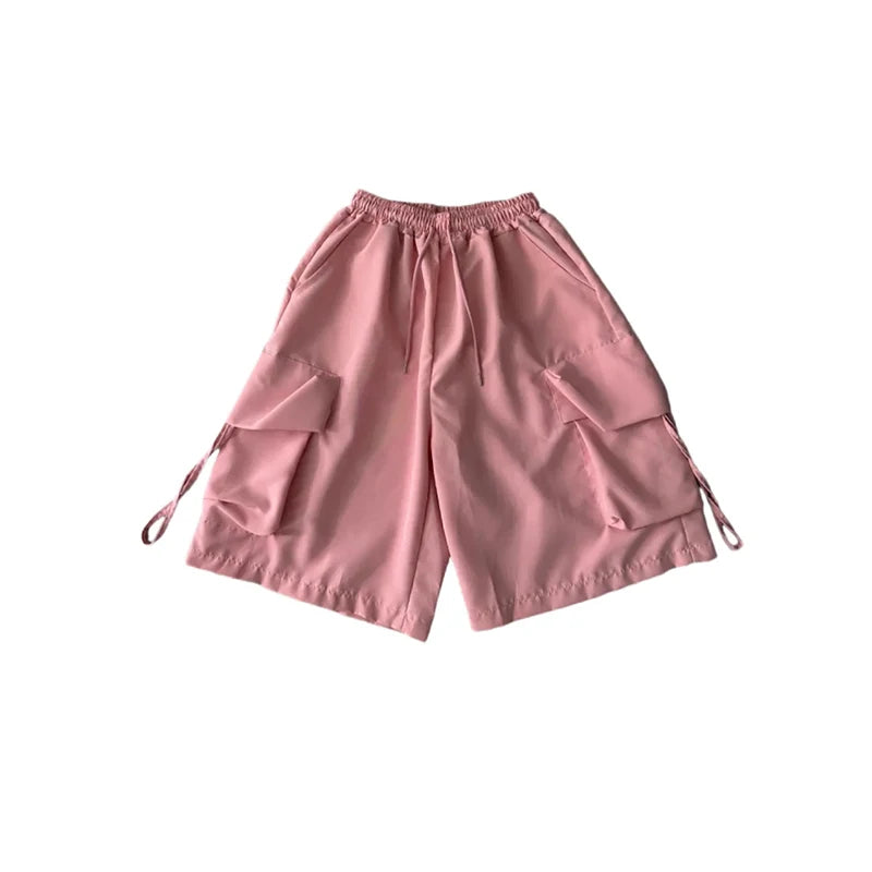 URBANCREW High-Waist Cargo Shorts — Loose Streetwear Fit