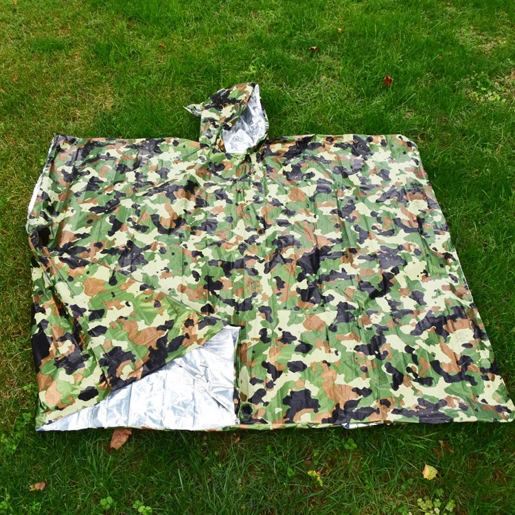 Outdoor Multifunction Raincoat Camping Raincoat Waterproof Survival Emergency Reflective Clothing Camping Gear