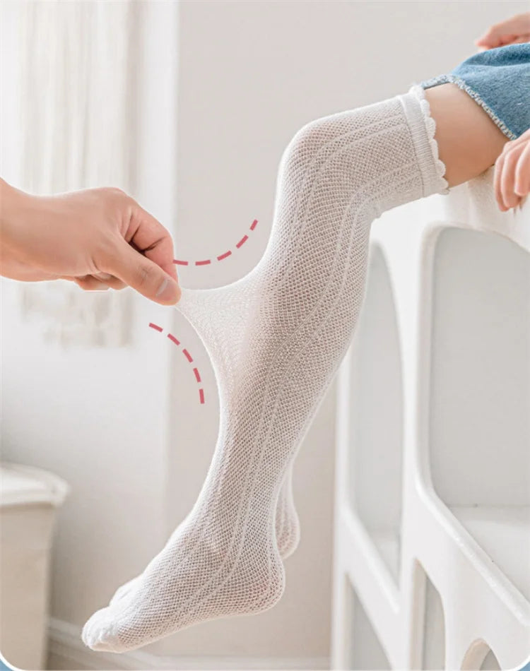 Children's Girl High Long Socks  Princess Mesh School Spring Summer Kids Stockings