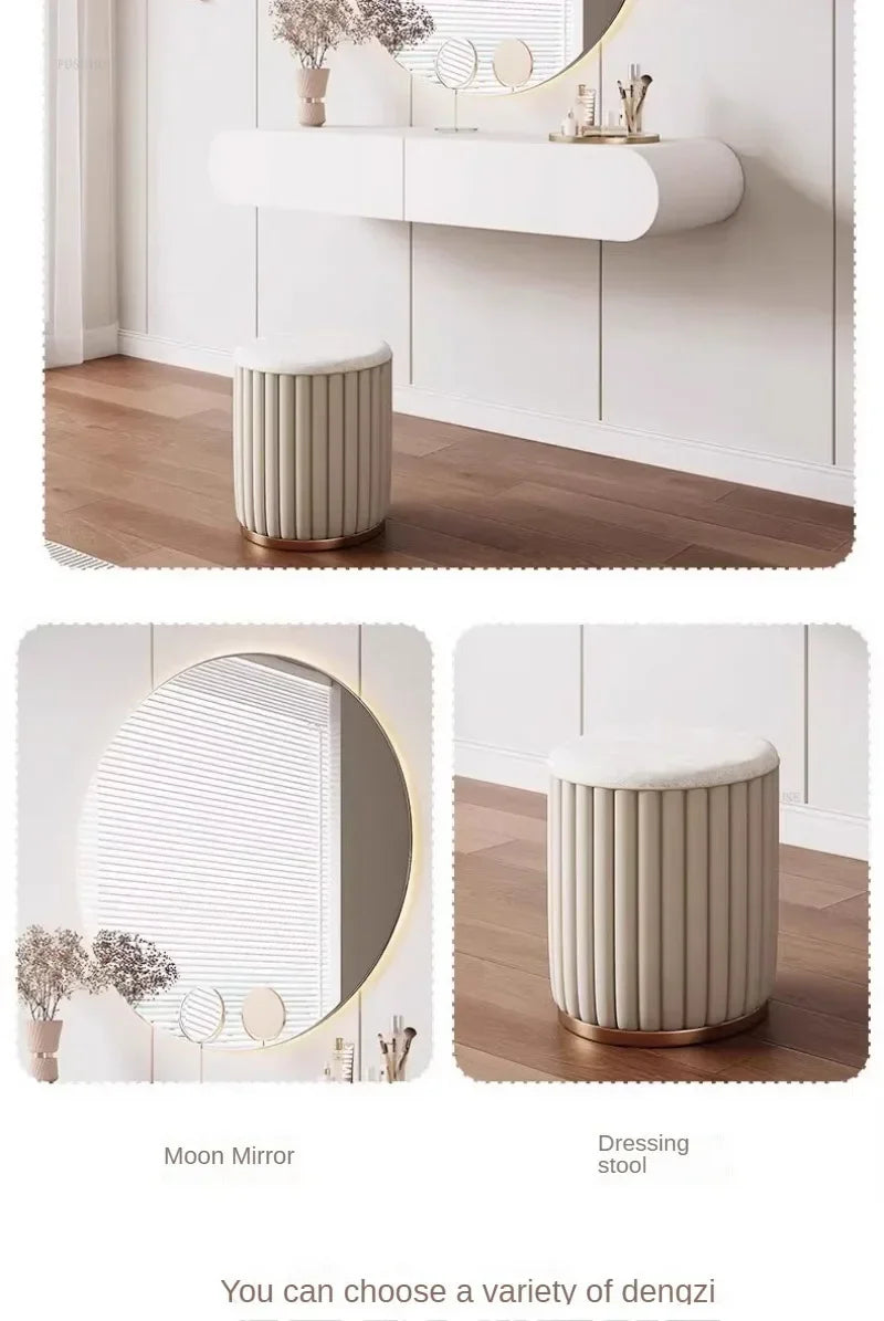 Off-white Hanging Dressing Table Minimalist Wall Mounted Vanity Unit with Mirror Bedroom Furniture Modern Design