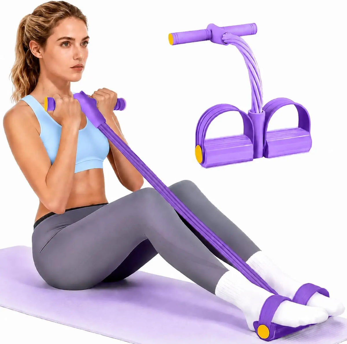 Durable 6-Tubes Multifunction Resistance Band, Natural Rubber Foot Pedal Resistance Bands, Fitness Resistance Bands