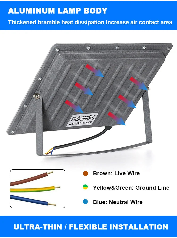 Led Floodlight Outdoor IP66 Waterproof 50W 100W 200W 300W 500W 220V Reflector LED Garden Lighting Street Lamp Wall Flood Lights