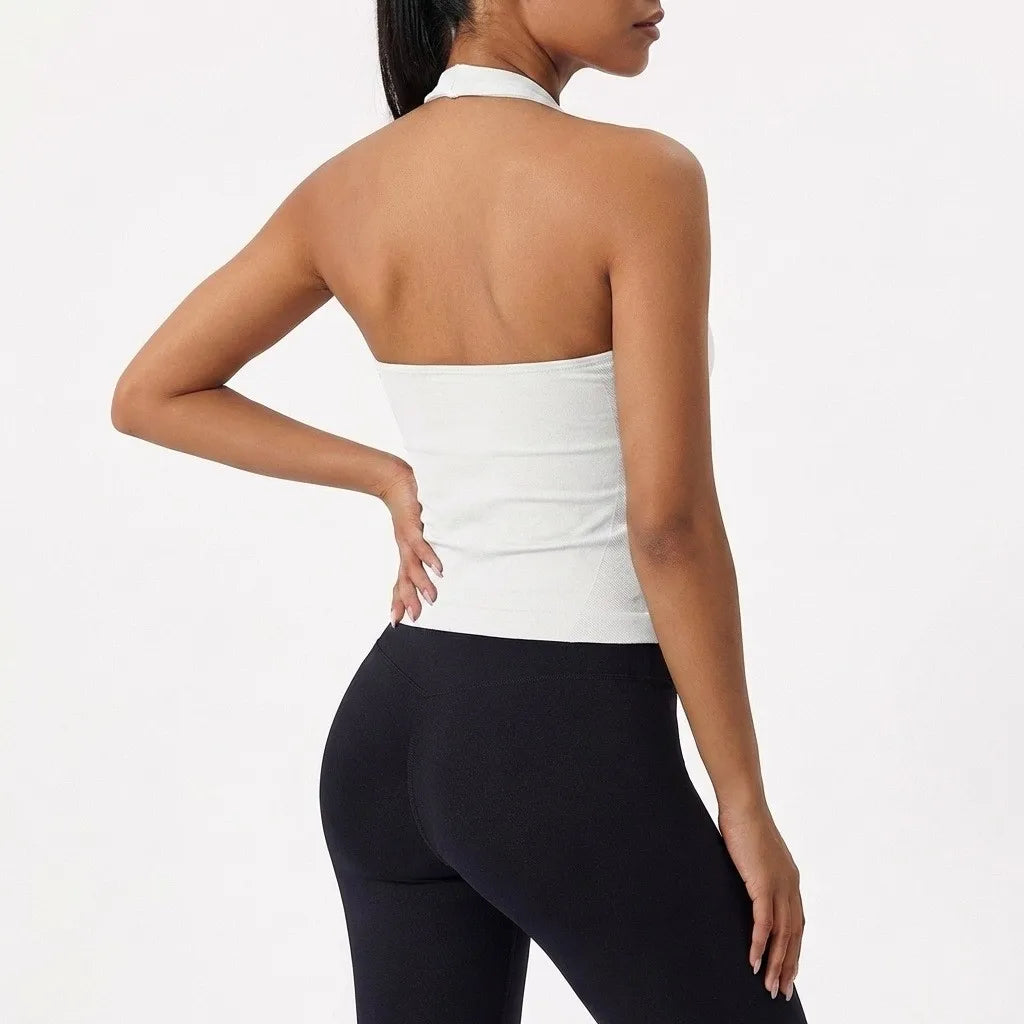 Women's Sexy Seamless Yoga Vest Fitness Bra Sports Bra Hanging Neck Yoga Vest Breathable Pilates Top Gym Top for Active Wear