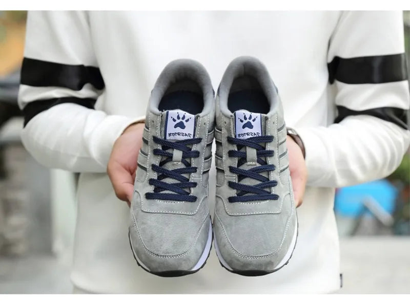 Sneakers for Men High Quality Suede Casual Shoes Luxury Tenis Shoes for Men Lace-up Flats Sport Running Shoes Кроссовки Мужские