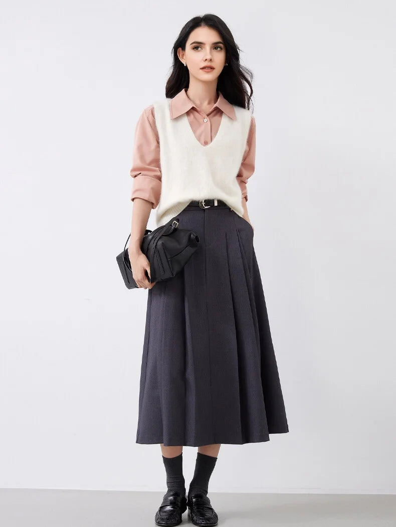 SuyaDream, Women Vests, Fleece Wool, V Neck, Chic Pullovers, 4.7%Cashmere 95.3%Wool, 2025 Fall Winter Sweaters, Tanks