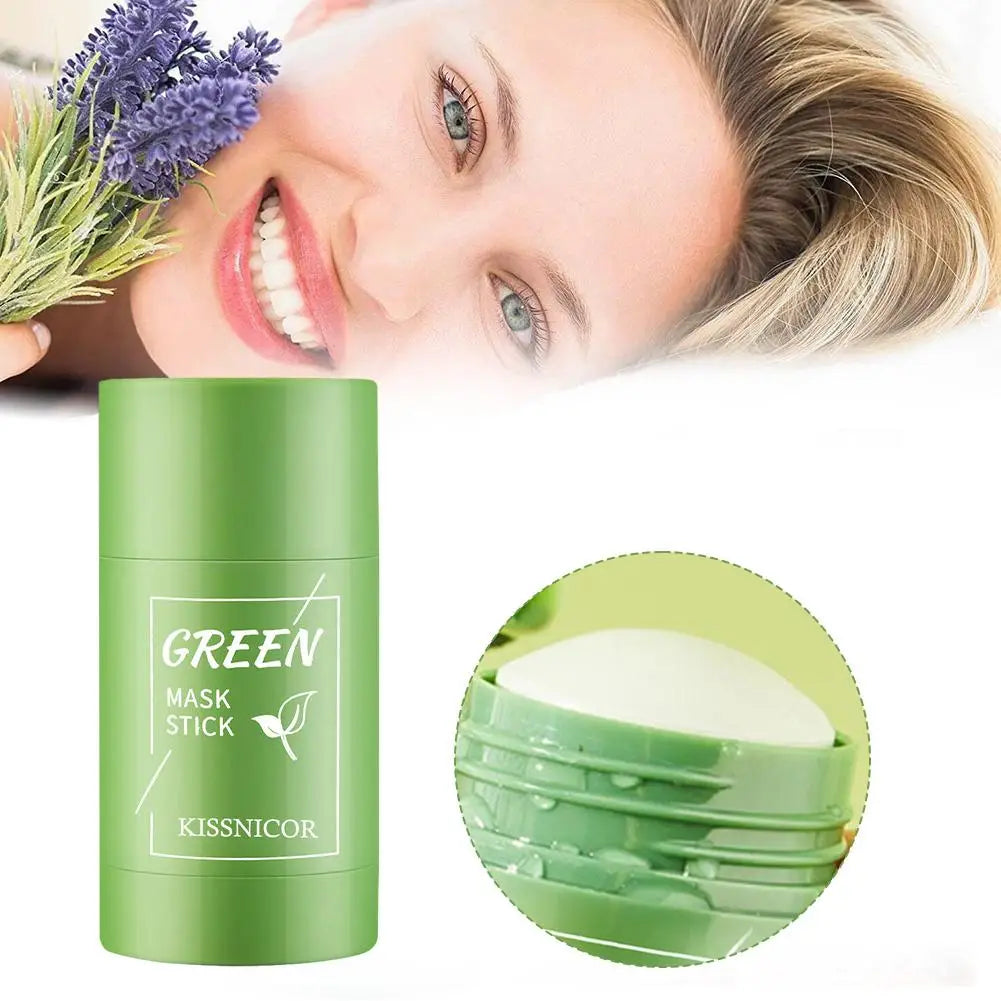 Face Clean Mask Green Tea Cleansing Stick Mask Shrink Pores Deep Blackhead Remover Facial Cleansing Moisturizing Mask 40g