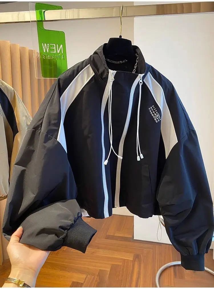 Spring Autumn Zipper Sweatshirt Men Bomber Jacket Cargo Coat Windbreaker Long Sleeve Outdoor Outerwear Black Men Clothing New