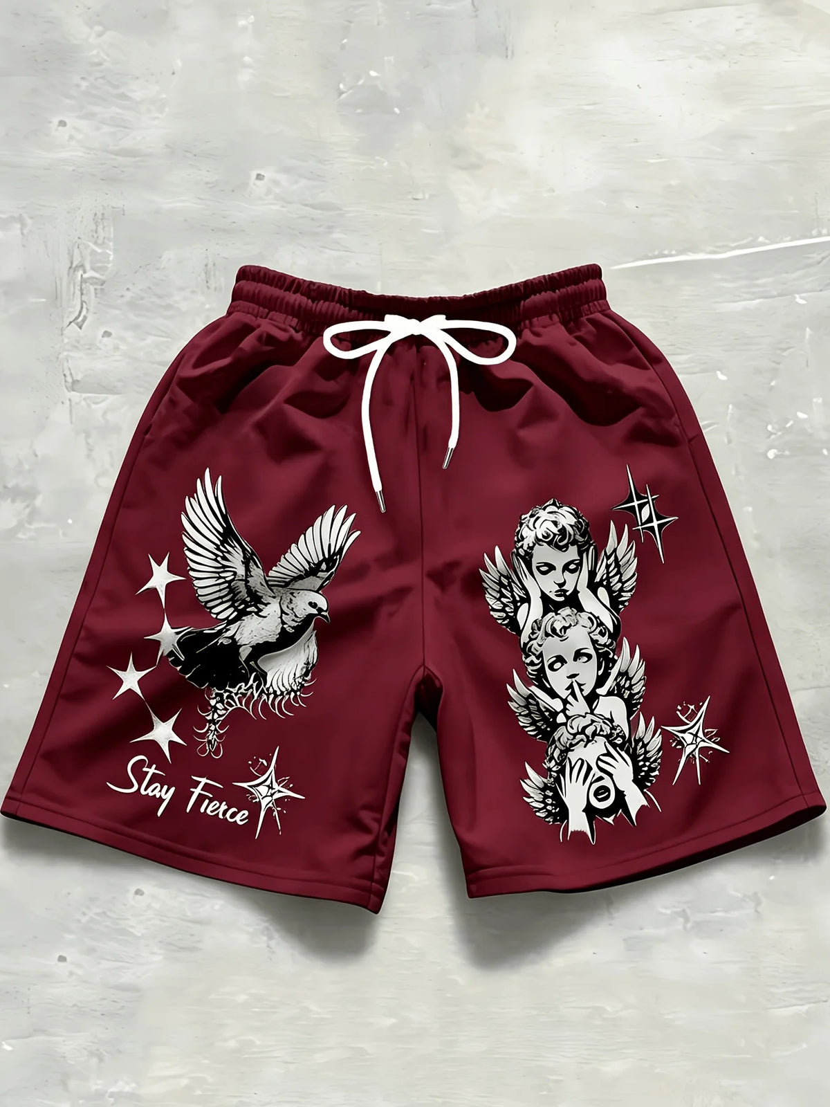 2026 Summer Best-selling Men's Short Pants Casual Sports Fashion Comfortable Soft Breathable Simple Angel Pattern Print