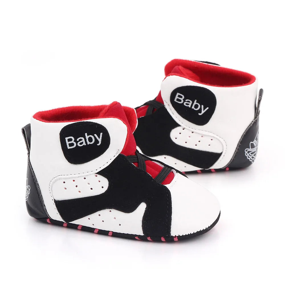 Meckior 2024 New Baby Boys Girls Sneakers Soft Bottom Non-slip Baby Soccer Basketball Sports Shoes First Walker Crib Shoes