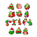 9-22Pcs Christmas Green Cartoon Shoes Charms Cartoon Clog Sandal Garden Shoe Decoration Accessorie Buckles Kids Party Gifts