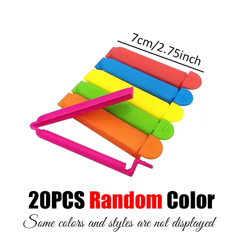 20PCS Assorted Color 7/11cm Size Plastic Food Seal Clip Portable Kitchen Storage Snack Bag Sealer Clamp Reusable Home Gadget ZYF