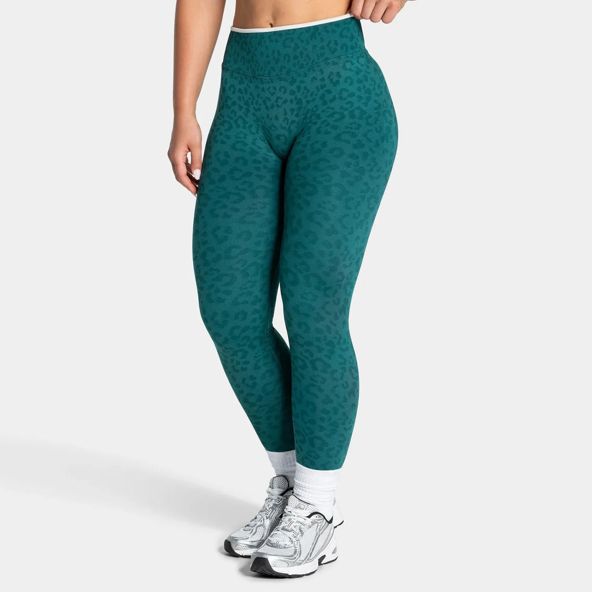 NO LOGO Women leopard print yoga fitness suit, contrasting edge sports bra high waisted leggings running cycling headband