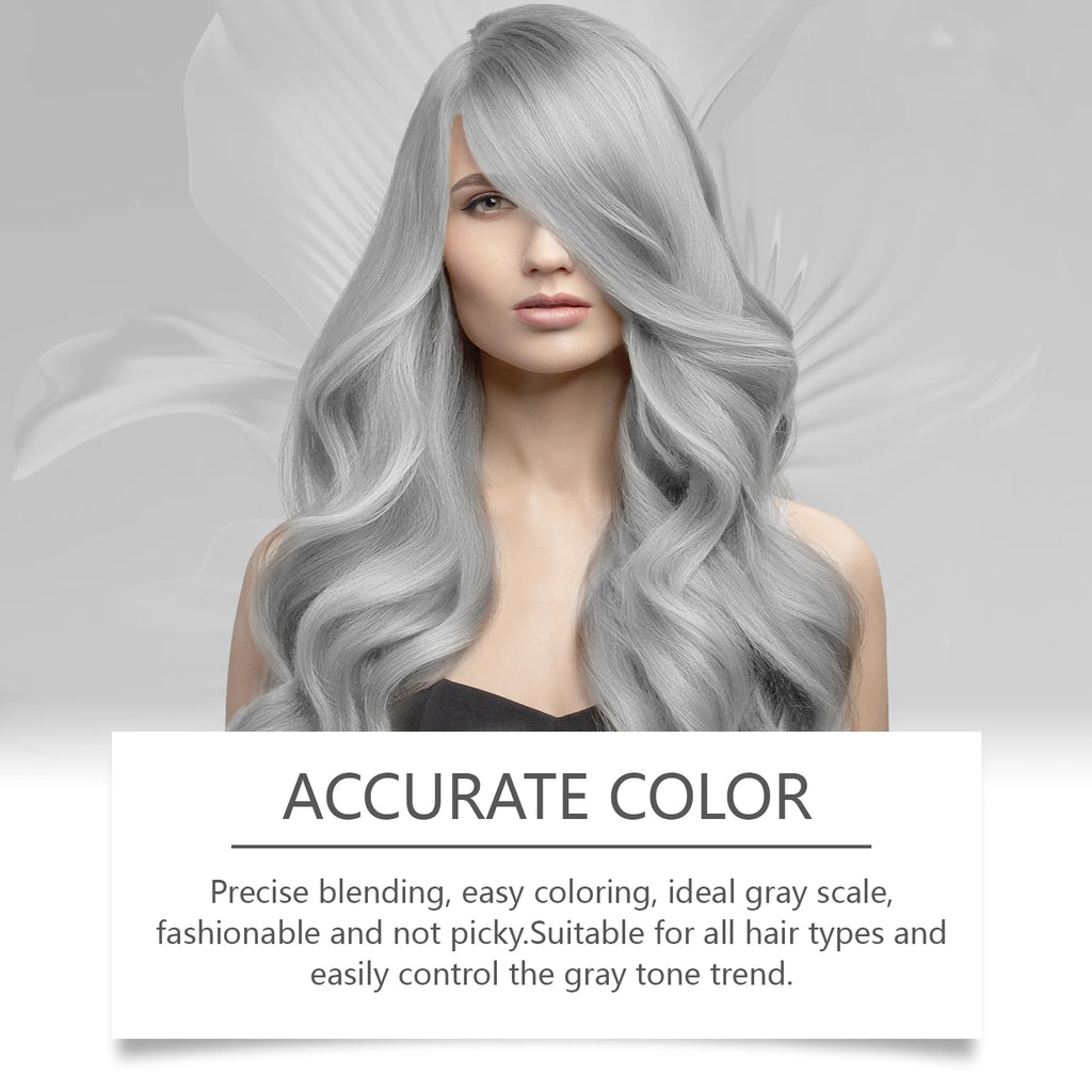 Hoegoa Silver Hair Dye Long lasting Color Nourishing Hair Shiny Smooth Easy Coloring Fashion Professional Grey Hair Dye Cream