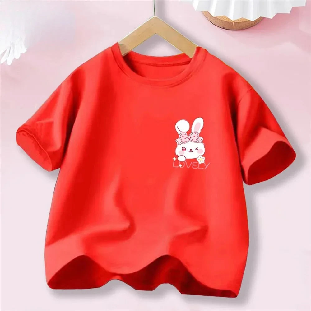 Sweet Heart Print T-Shirt Crew Neck Short Sleeve T-Shirt Casual Every Day Tops Girls Clothing Fashion Teens Sport Clothes