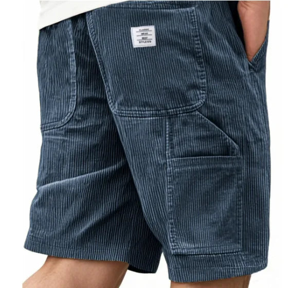 2026 European & American New Style Men's Corduroy Shorts, Multi-pocket Embroidered Logo Retro Cargo Casual Shorts