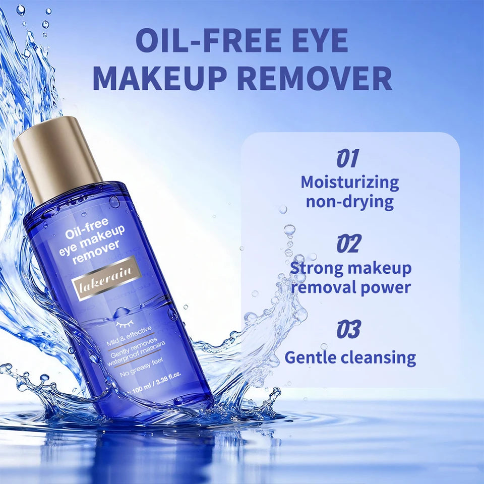 Lakerain Eye Makeup Remover 100ml Oil-Free Soothing Ingredients Gently Dissolves Eye Makeup No Stinging Safe for Sensitive Eyes