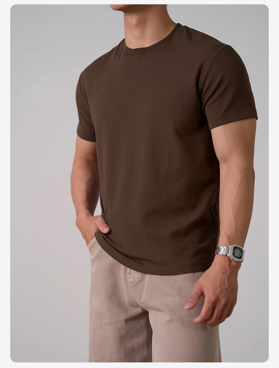 SIMWOOD 2026 Autumn Winter New Warm 260gsm Fabric T-Shirt Regular Fit Thermal Base Layer Comfortable Short Sleeve Tops