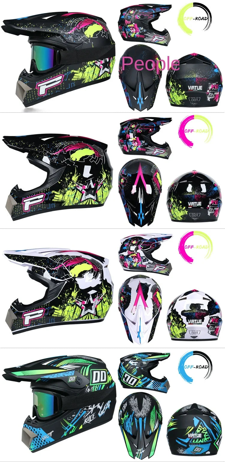 Off Road Motorcycle Helmet DOT Certified Motocross Dirt Bike Helmet ATV MX Downhill Racing Full Face Helmet Casco Moto Capacete