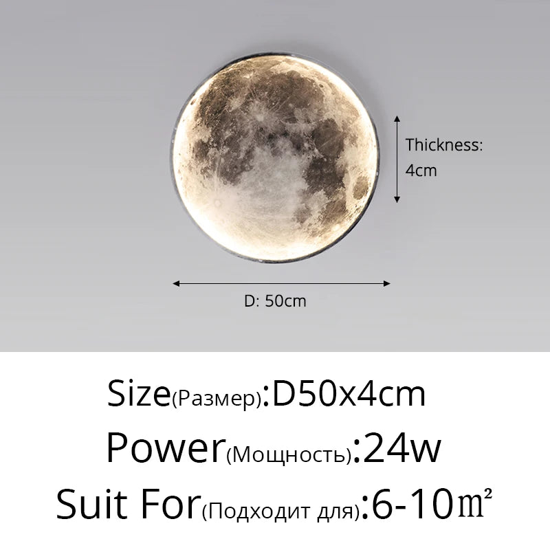 Modern Minimalist LED Moon Wall Lamp Indoor Lighting for Bedroom Background Wall Living ROOM Decorative Bedside Lights