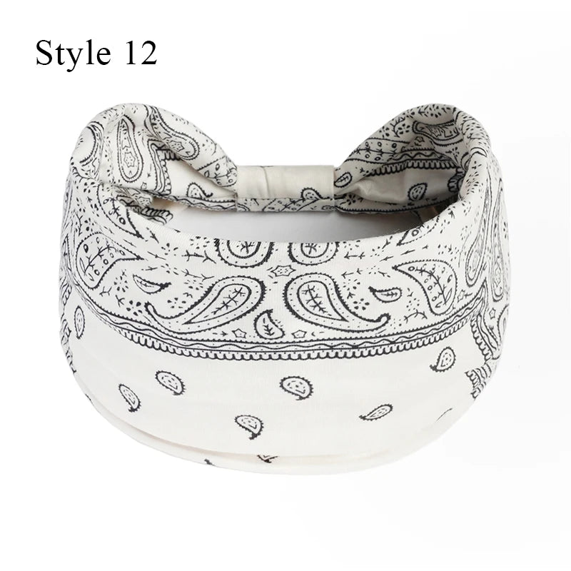 Bohemian Knot Turbans Yoga Elastic Head Wrap Women Fashion Vintage Elastic Hair Band Lady Wide Headbands Female Hair Accessories