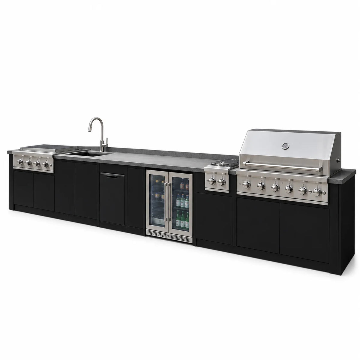 Custom 304 Stainless Steel Outdoor Kitchen Island Modular Patio Outdoor Cooking Grill Cabinet with Sink for Courtyard & Terrace