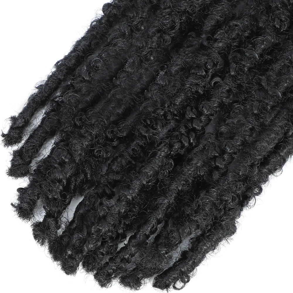 1- 6Packs Butterfly Locs Crochet Hair 36 24 18 14 12inch Pre Twisted Natural Black Distressed Faux Locs Crochet Braids for Women