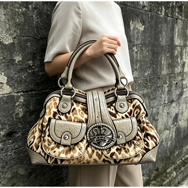 Luxury Women Rivet Handbag,Y2k Girls Metal Studded Underarm Shoulder Bag,Niche Belt Buckle Commuter Chic East-West Tote Bag