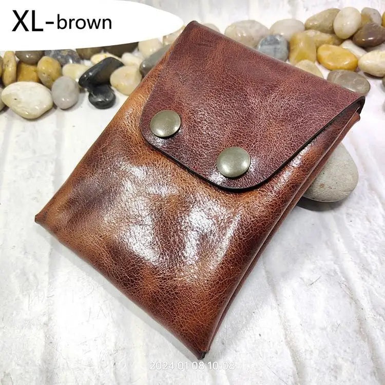 Mini Waist Bag Genuine Leather Belt Pouch Wallet Card Holder Car Key Purse Pack Driver's license Case Men Women 6071