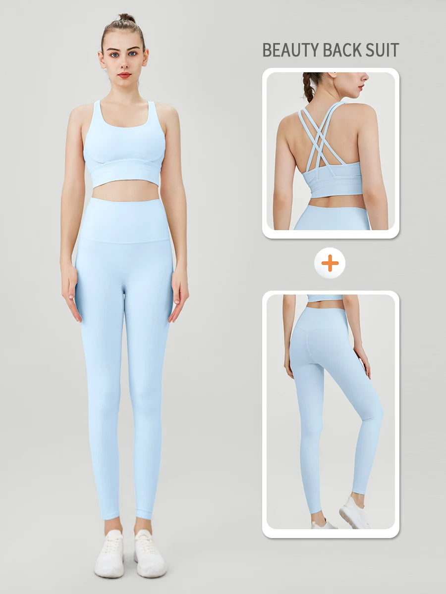2 Piece Yoga Clothes Women's Tracksuit Athletic Wear Pilates Fitness Suit Gym Workout Push Up Clothes Sports Bra Leggings Suit