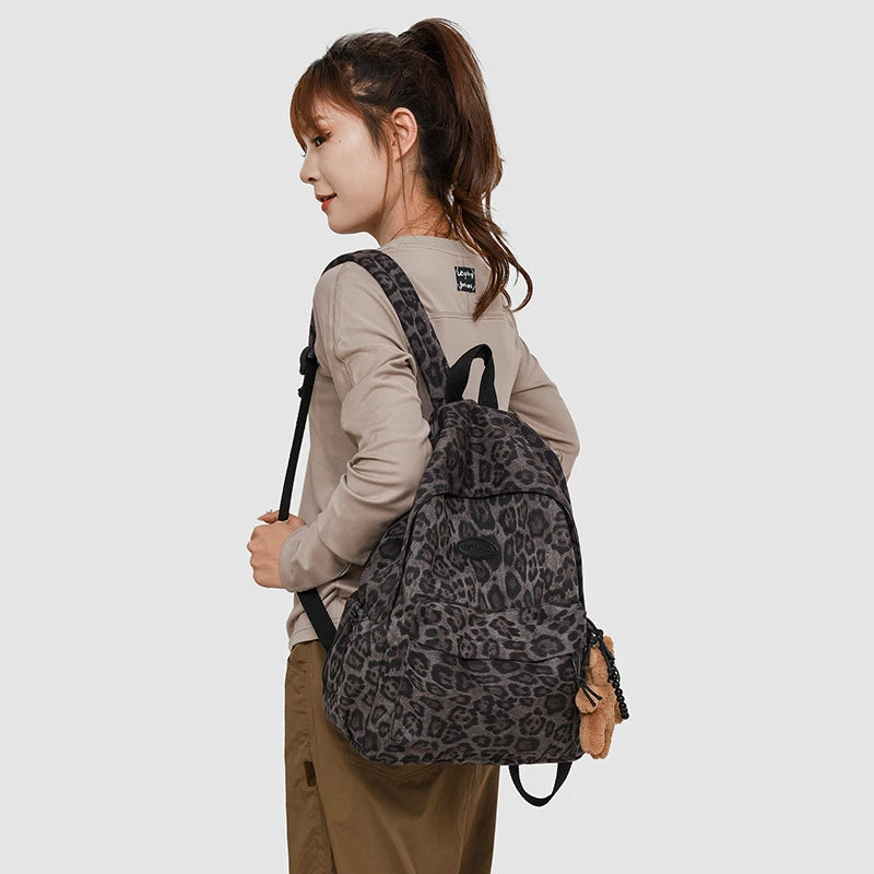 Leopard print Woman Backpack School Book Bags For Teenage Girls Boys Harajuku Female College Bag Student Lady leisure BagPack