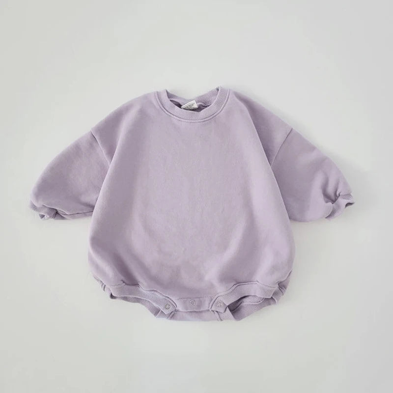 2023 Spring and Autumn Newborn Round Neck Sweatshirt Boys and Girls Jumpsuit Clothing Solid Color Jumpsuit Baby Crawling Clothes