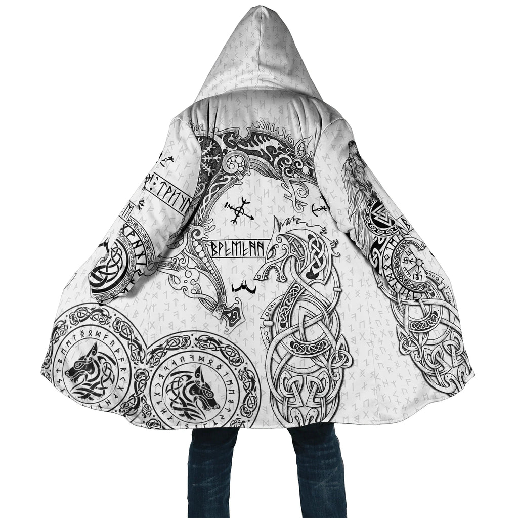 Winter Fashion Mens cloak Norse Odin Raven Tattoo 3D Printed Thick Fleece Hooded Coat Unisex Casual Warm Cape coat DP23