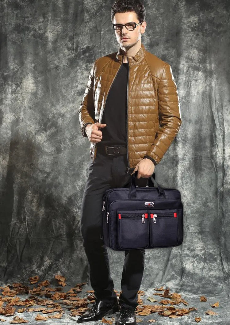 HOMEFISH Multi-pocket Portable Business Handbag for Men, Large Capacity Versatile Shoulder Briefcase for Daily Work & Casual Use