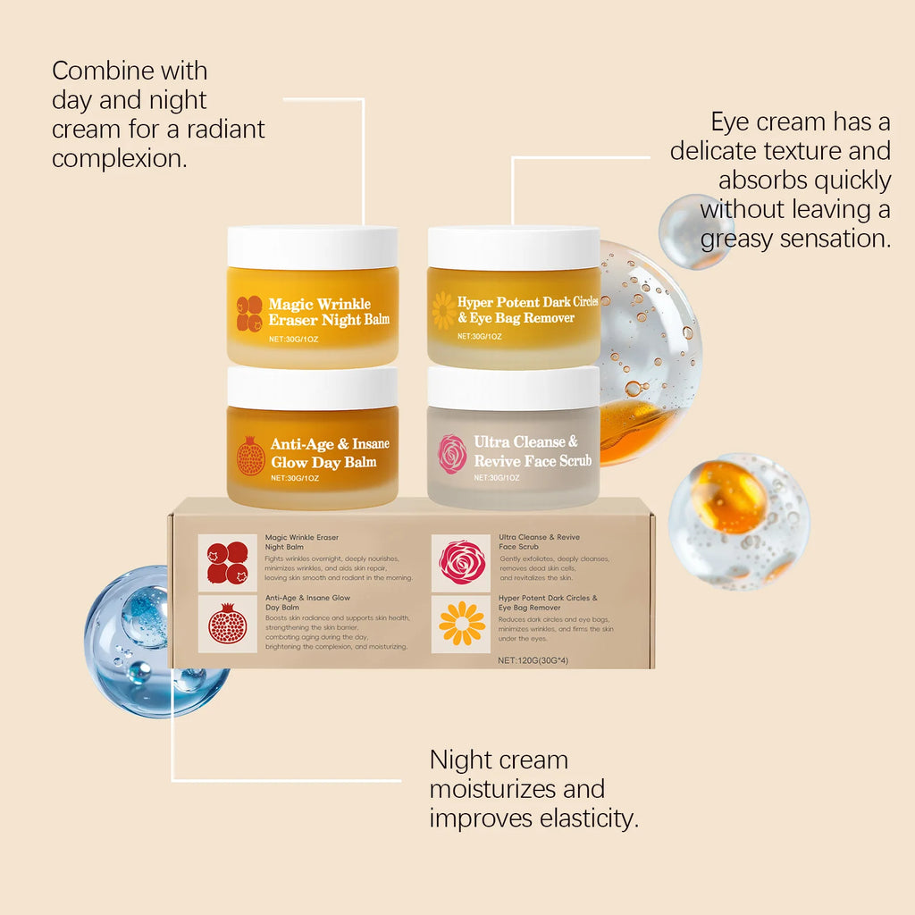 Anti-Aging Multi-Function Day Night Set Firm Skin Reduce Fine Lines Dark Circles Eye Bags Fade Wrinkles Exfoliate Care Kit