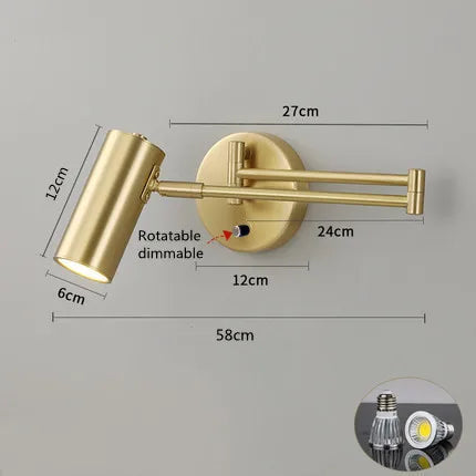 Led Dimmable Wall Lamp Bedroom Bedside Reading Light Folding Telescopic Switch Modern Creative Study Rocker Wall Light Fixture