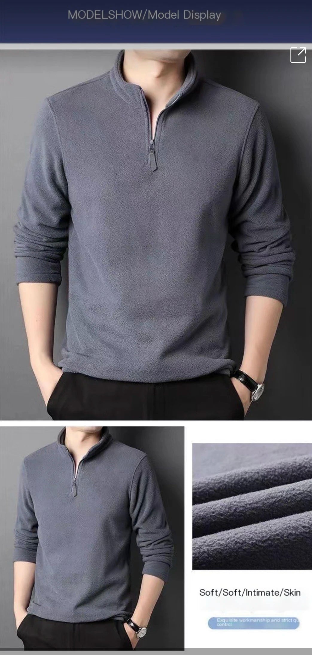 Men's Half-Zip Fleece Pullover Sweatshirt