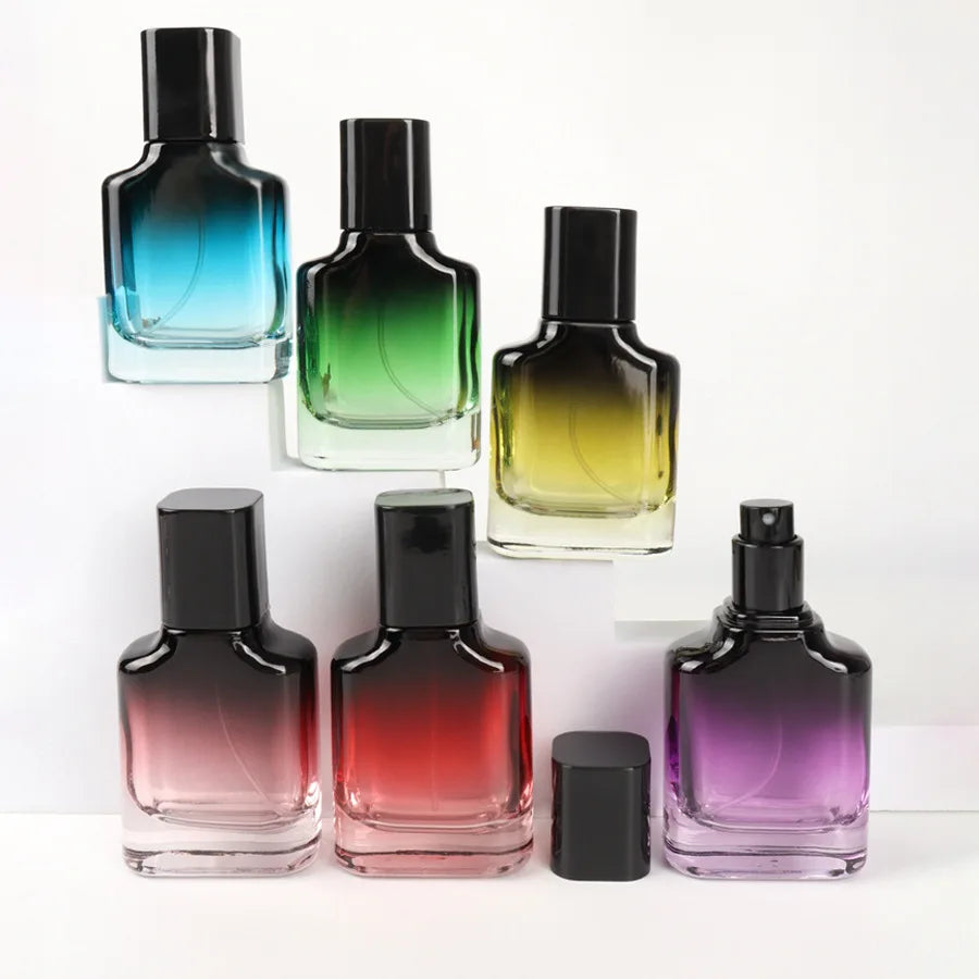 Perfume Bottles 30ml Spray Bottle Refillable Gradient Color Glass Cosmetic Packaging Travel Spray Bottle Portable Mist Atomizer