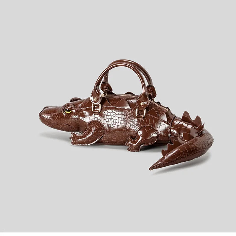 New Trendy Crocodile Shape Handbag for Women, Europe and America Fashion Tote Designer Female Casual Shoulder Crossbody Bag Ins