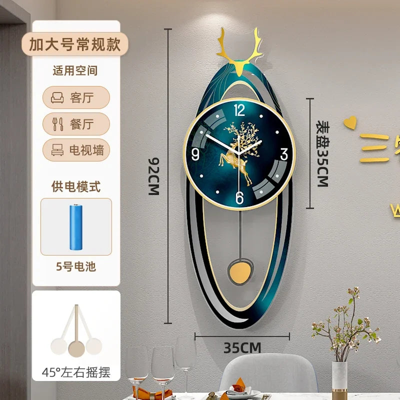 European Illuminated Clock Unique Nordic Pendulum Silent Luxury Wall Clock Aesthetic Modern Design Reloj De Pared Wall Decor