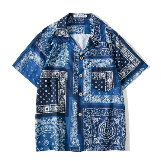 Summer Shirt Men Women Paisley Print Bandana Short Sleeve Brazil Tops Hip Hop Fashion Design Gothic Guangzhou Clothes Z1A1