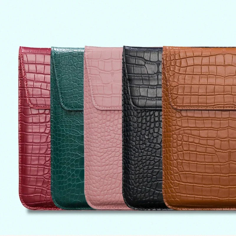 Textured PU Leather Flip Laptop Sleeve for 11–16-Inch Laptops