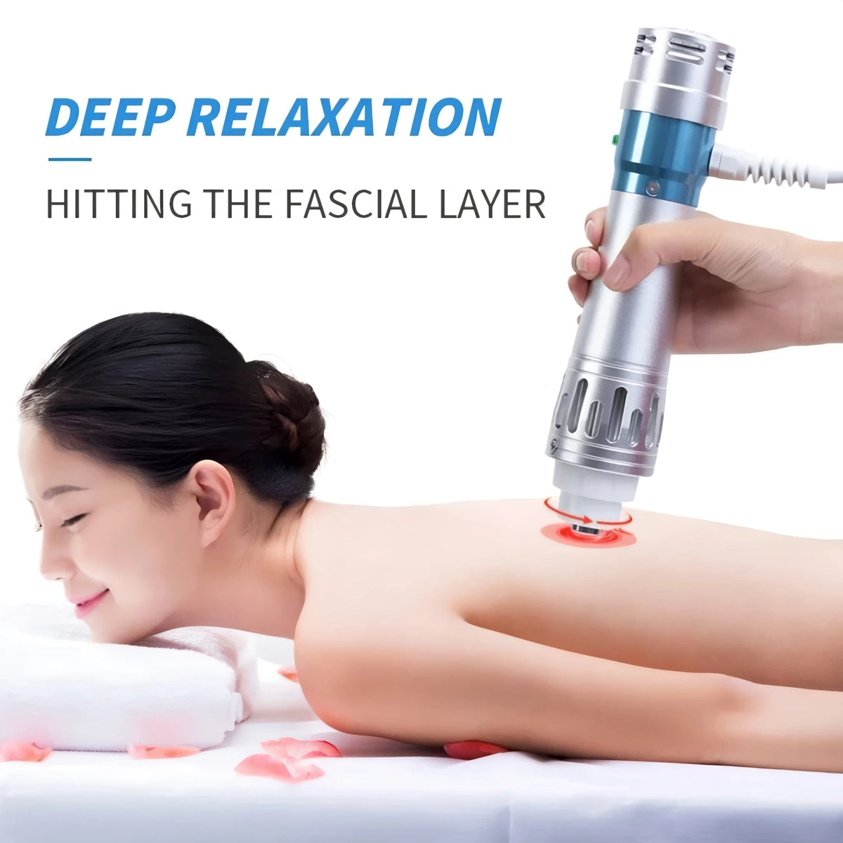 Portable Deep Tissue Percussive Massager for Muscle Recovery, High-Frequency Handheld Body Relaxation Tool with 7 Heads