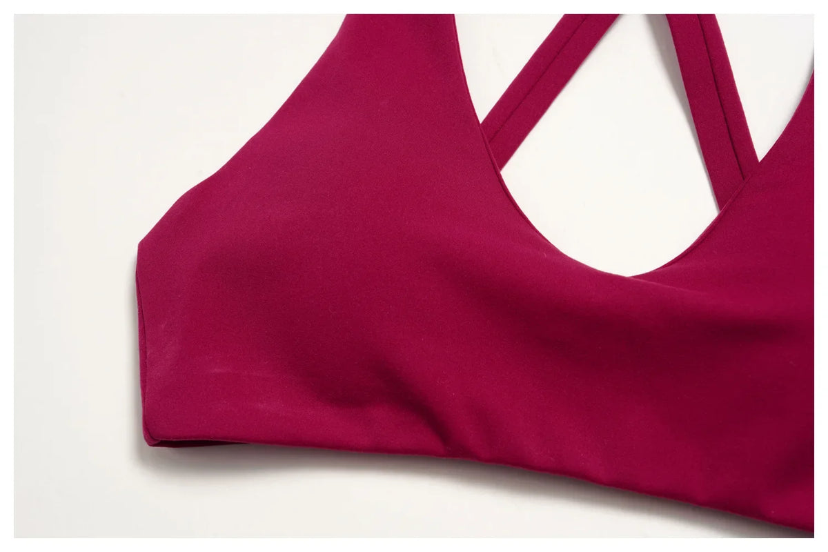 NCLAGEN Sport Bra Women High Support Fitness Brushed Underwear Back Cross Gym Clothes Training Yoga Top Pilates Workout Tank