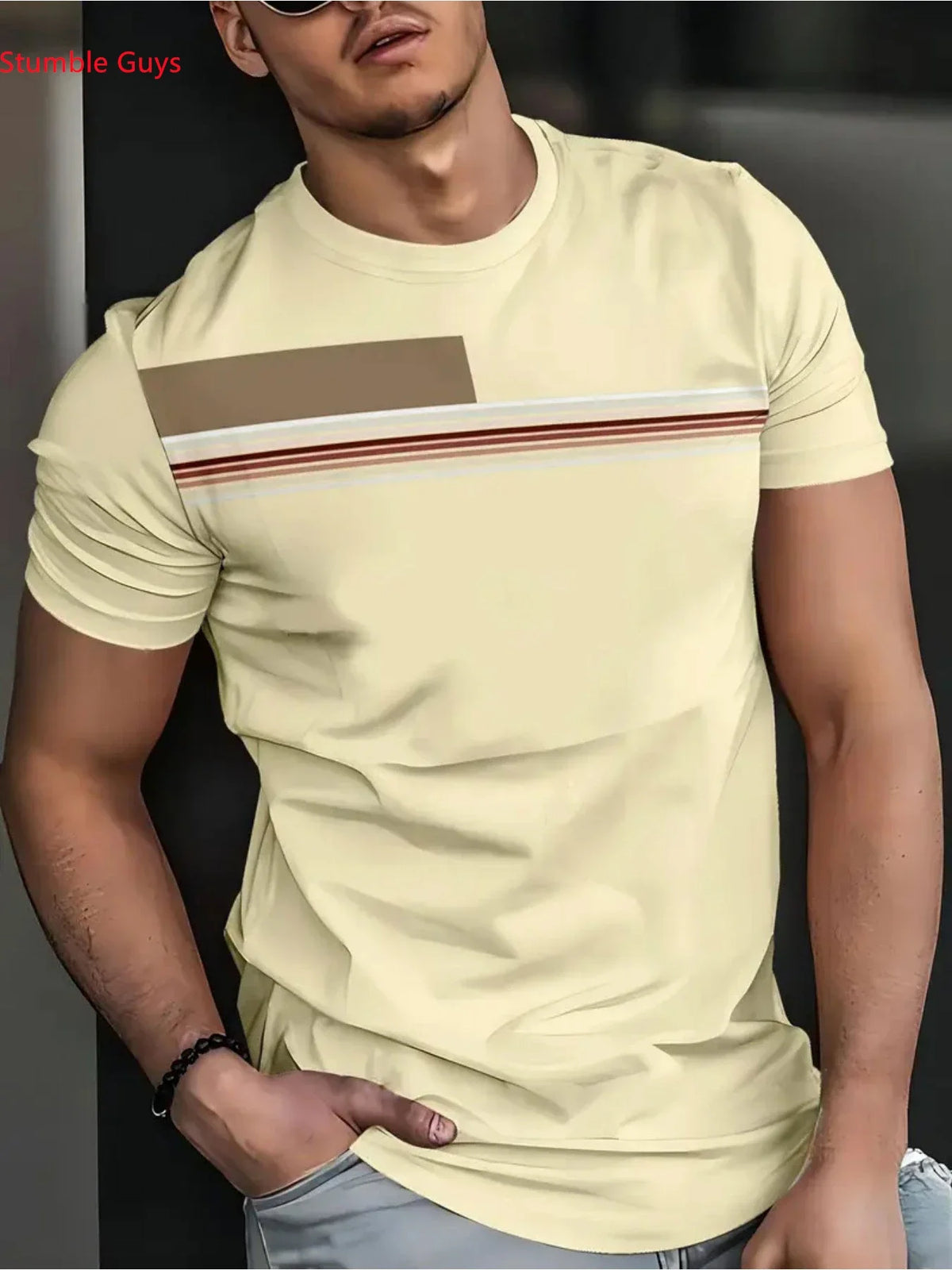 Summer Trendy Casual Men's Tee Quick Dry Breathable Printed Short Sleeve Jersey Fashion Athletic Street Sportswear Tops
