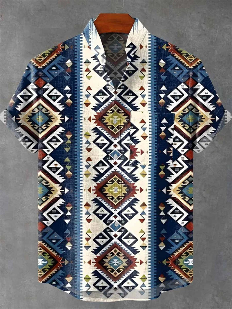 Men's Linen 80% Shirt Vintage Short Sleeve Fashion Tops Summer Casual Ethnic Clothing Shirt Men's Street Shirt