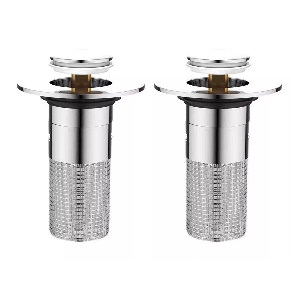 Kitchen Washbasin Sink Leak Plug Floor Drain Filter Odor-Proof Pop-Up Rebound Sink Plug Hair Filter Universal Press-Type Drain